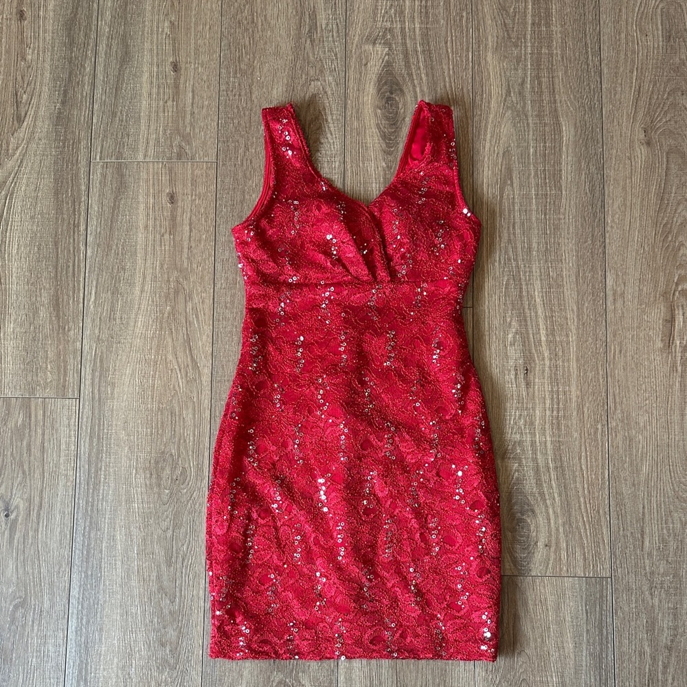 Ruby Rox Red Sequin Mini Dress